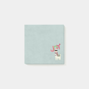 Llama med tomten Hat och Sunglasses Joy Post-it Block