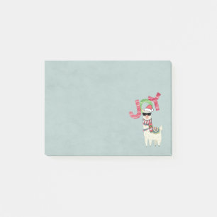 Llama med tomten Hat och Sunglasses Joy Post-it Block