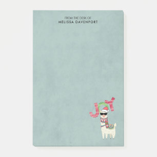 Llama med tomten Hat och Sunglasses Joy Post-it Block