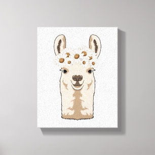 Llama med vita Blommar Canvastryck