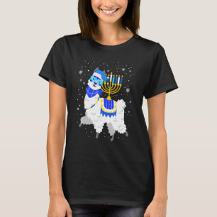 Llama Menorah Hanukkah Söt Alpaca Hanukkah Chanuk T Shirt