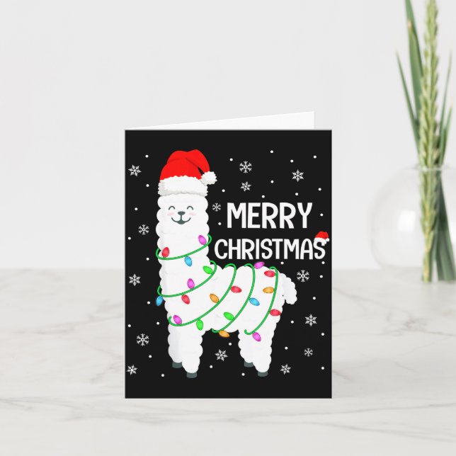 Llama Merry Christmas Kids Funny Llama Christmas L Kort (Framsida)