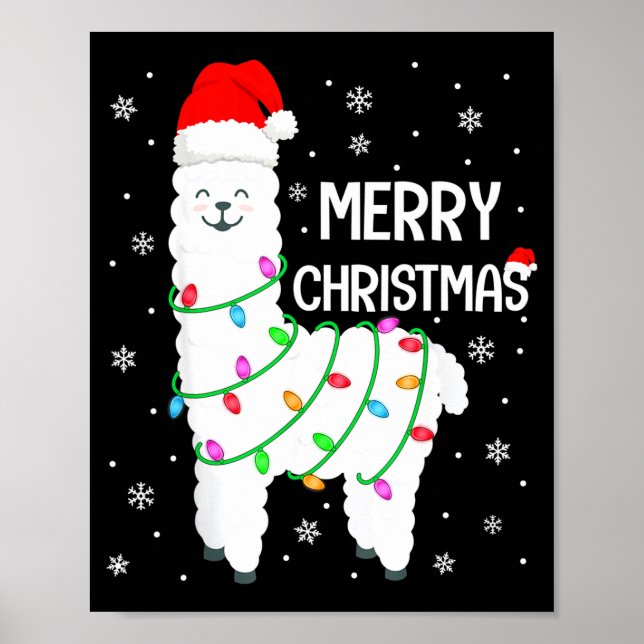 Llama Merry Christmas Kids Funny Llama Christmas L Poster (Framsidan)