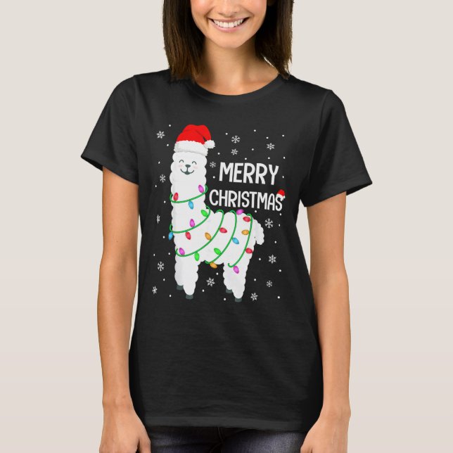 Llama Merry Christmas Kids Funny Llama Christmas L T Shirt (Framsida)