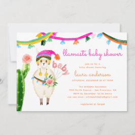 Llama Mexican Colorful Roligt Baby Shower Inbjudningar