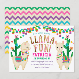 Llama, mexikanska, FIesta, Cute, Birthday Inbjudningar