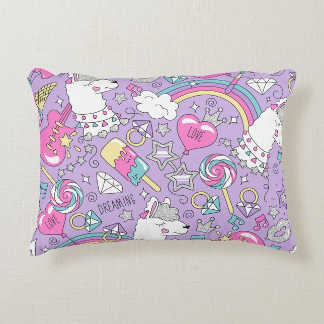 Llama mönster 1 prydnadskudde (Framsidan)