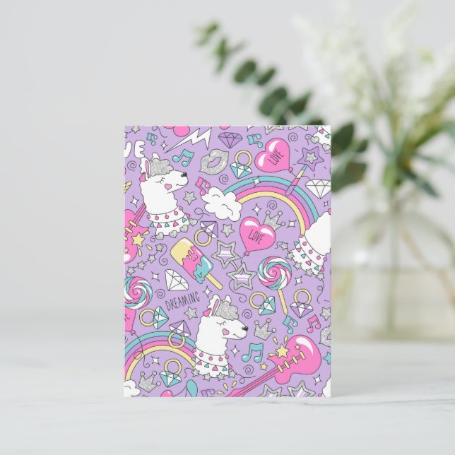 Llama mönster 1 vykort (Stående Fram)