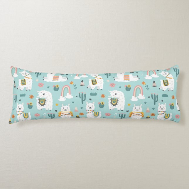 Llama Mönster Body Pillow Kroppskudde (Framsidan)