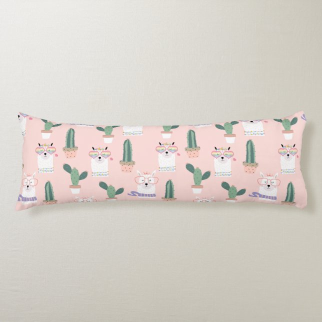 Llama Mönster Body Pillow Kroppskudde (Framsidan)