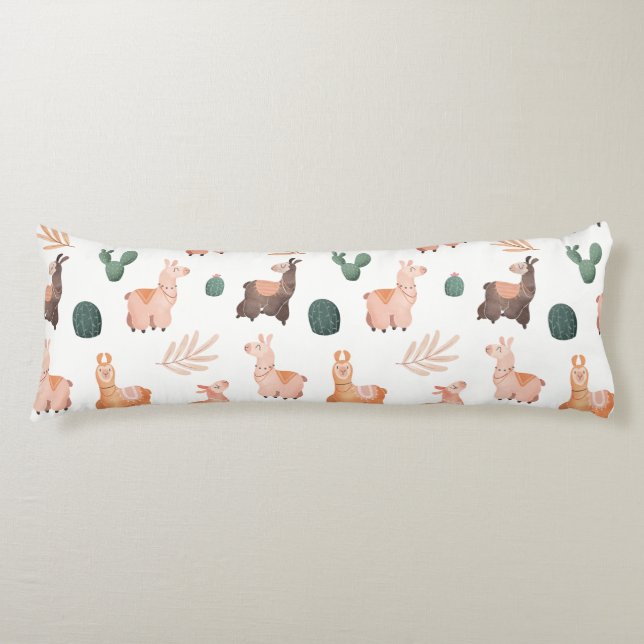 Llama Mönster Body Pillow Kroppskudde (Framsidan)
