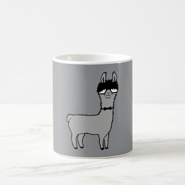 Llama Nerd Geek Glasses Bow Tie Funny Alpaca Kaffemugg (Center)