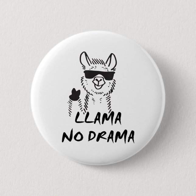 Llama No Drama - luddig "Inget problem"  Knapp (Framsida)