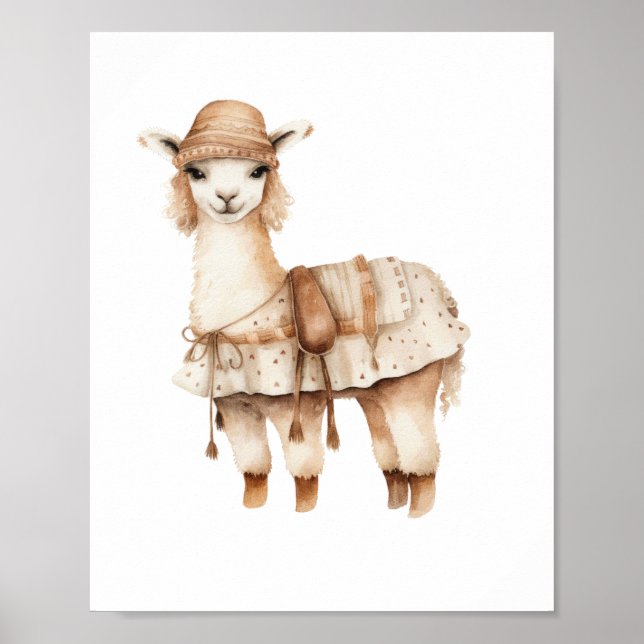 Llama Nursery Decor Cute Llama Bedroom Poster (Framsidan)