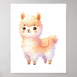 Llama Nursery Decor Cute Llama Watercolor Poster