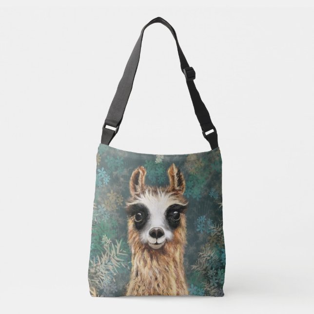 Llama, Nyfiken korssbody Bag Axelväska (Framsida)