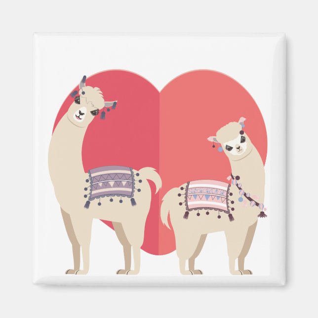 Llama och Alpaca med kärlek Magnet (Framsidan)