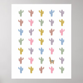 Llama och Cacti Nursery Room Poster
