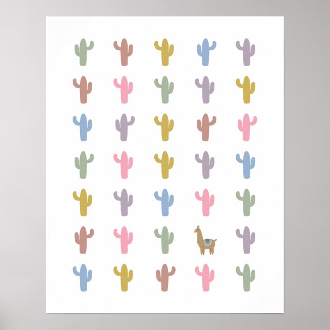 Llama och Cacti Nursery Room Poster (Framsidan)