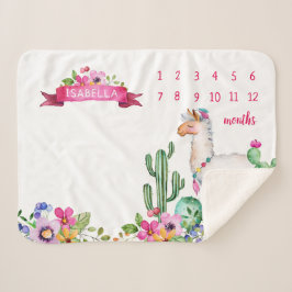 Llama och Cactus Blommigt Baby Namn Milestone Phot