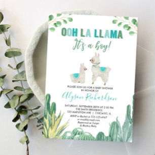 Llama och cactus boydusch inbjudningar