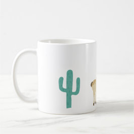 Llama och cactus på vit lägger till en namn kaffemugg