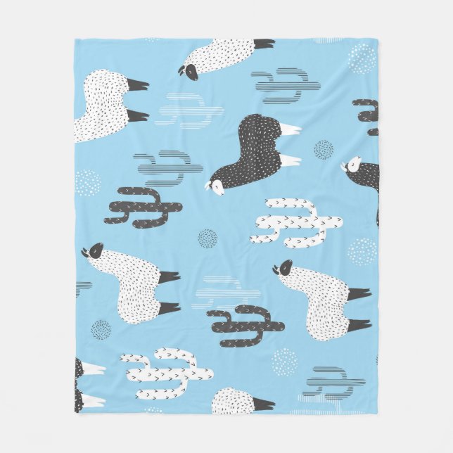 Llama och cactus, söt mönster. fleecefilt (Framsidan)