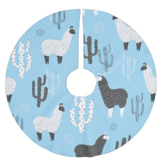 Llama och cactus, söt mönster. julgransmatta borstad polyester