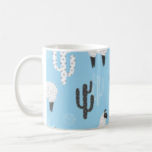 Llama och cactus, söt mönster. kaffemugg