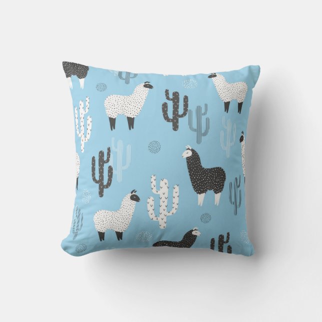 Llama och cactus, söt mönster. kudde (Framsida)