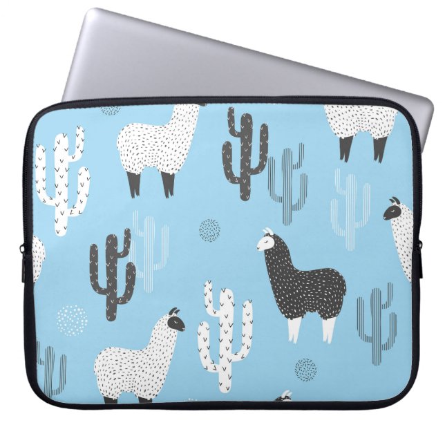 Llama och cactus, söt mönster. laptop fodral (Framsidan)