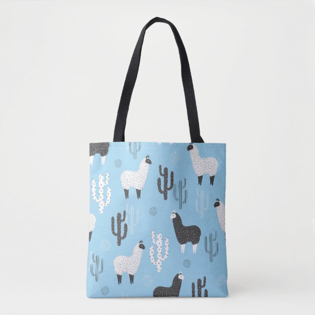 Llama och cactus, söt mönster. tygkasse (Framsida)