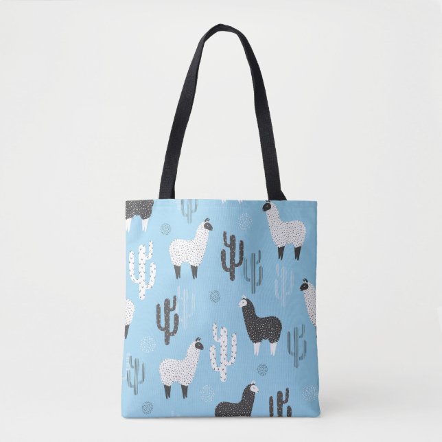 Llama och cactus, söt mönster. tygkasse (Framsida)