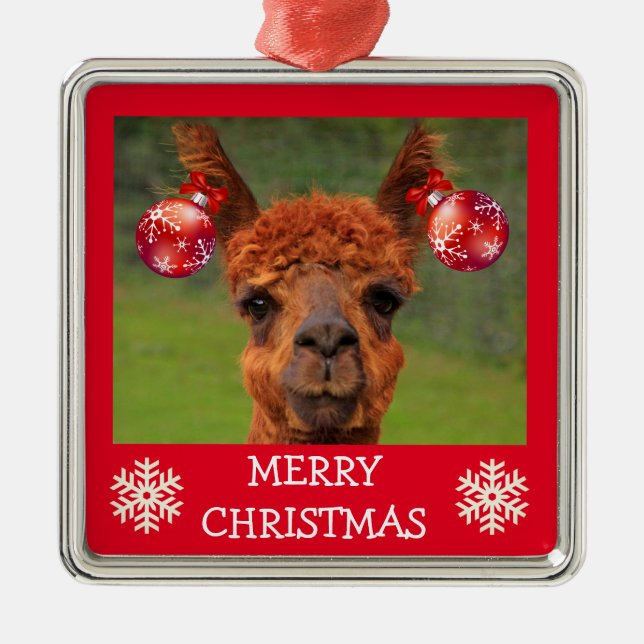 Llama och Jul Bollar Ornament (Framsidan)