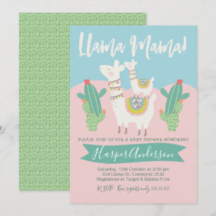 Llama- och kaktusbaby showerinbjudan inbjudningar