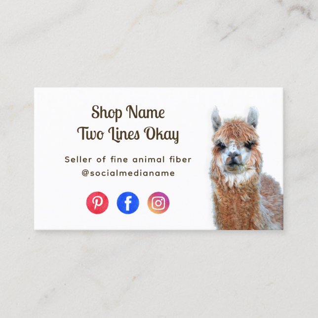 Llama Online Affärs Fiber Stickning Visitkort (Framsida)