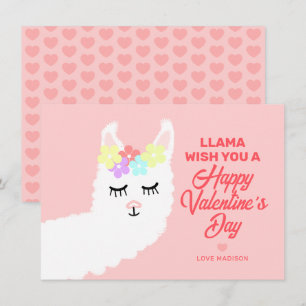 Llama önskar dig ett klassrum för Valentineser i L Julkort