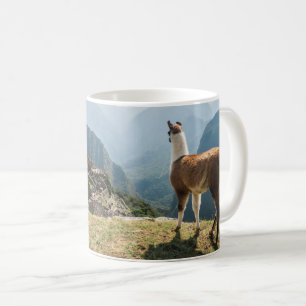 Llama Overlook Ruins Machu Picchu, Peru Kaffemugg