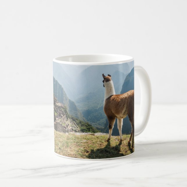 Llama Overlook Ruins | Machu Picchu, Peru Kaffemugg (Framsida höger)