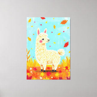 Llama på höstdagen canvastryck