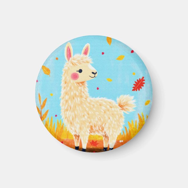 Llama på höstdagen magnet (Framsidan)