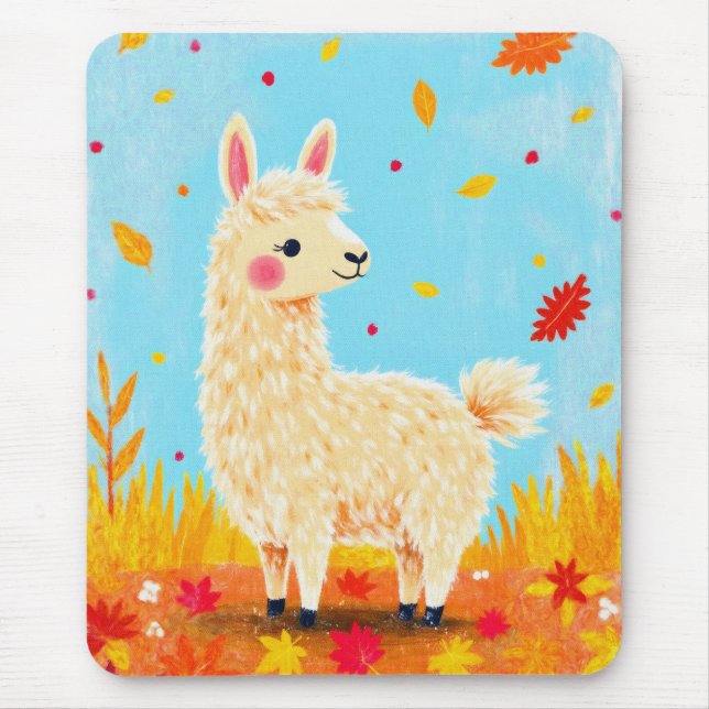 Llama på höstdagen musmatta (Framsidan)