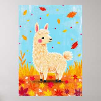 Llama på höstdagen poster