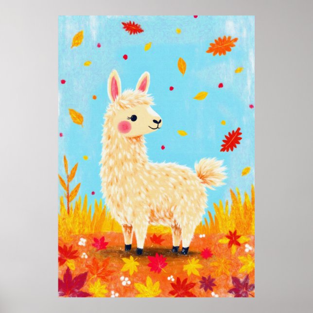 Llama på höstdagen poster (Framsidan)