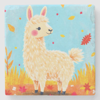 Llama på höstdagen stenunderlägg