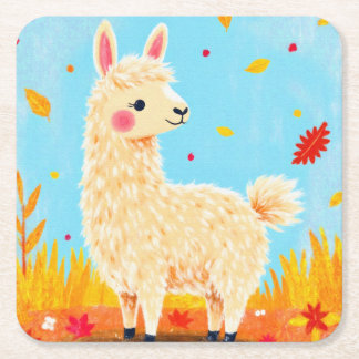 Llama på höstdagen underlägg papper kvadrat