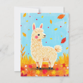 Llama på höstdagen vykort