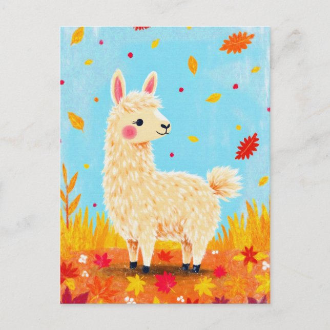 Llama på höstdagen vykort (Framsida)