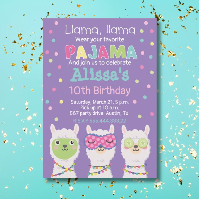 Llama pajama party, spa party inbjudningar (Skapare uppladdad)