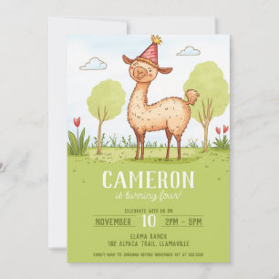 Llama party hatt utomhus-barn inbjudningar